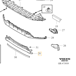 VOLVO S60 III V60 II dolna środkowa atrapa kratka zderzaka OE 32293970
