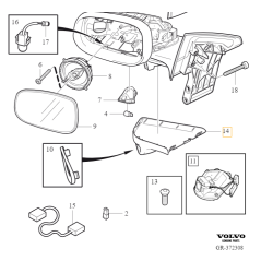 VOLVO C70 prawa osłona BLIS dolna obudowa lusterka ANGLIK OE 30779057