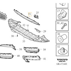 VOLVO V90CC dolna środkowa atrapa kratka zderzaka OE 31383271