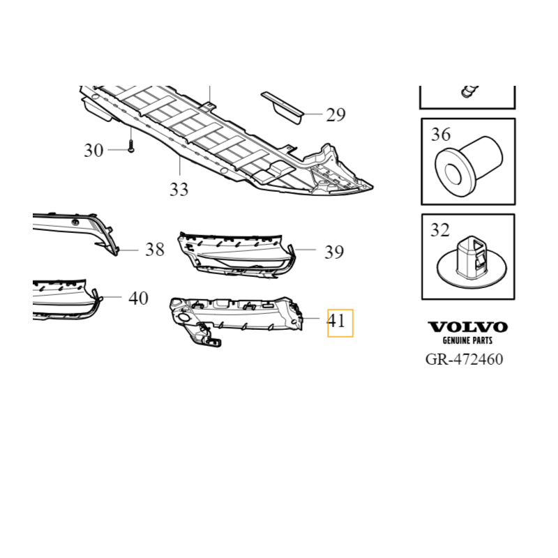 VOLVO V90CC lewy ślizg wspornik mocowanie halogenu OE 31383907