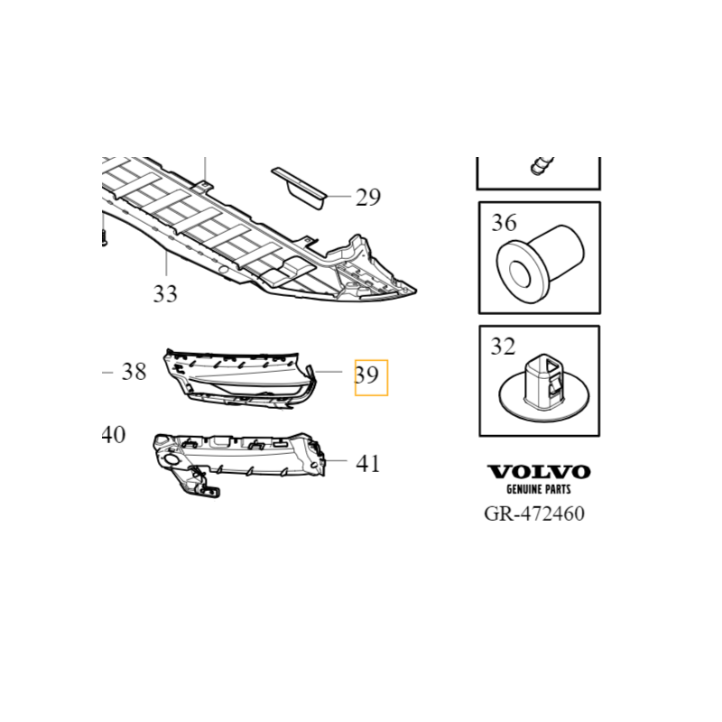 VOLVO V90CC prawa atrapa halogenu kratka zderzak przód OE 31449195