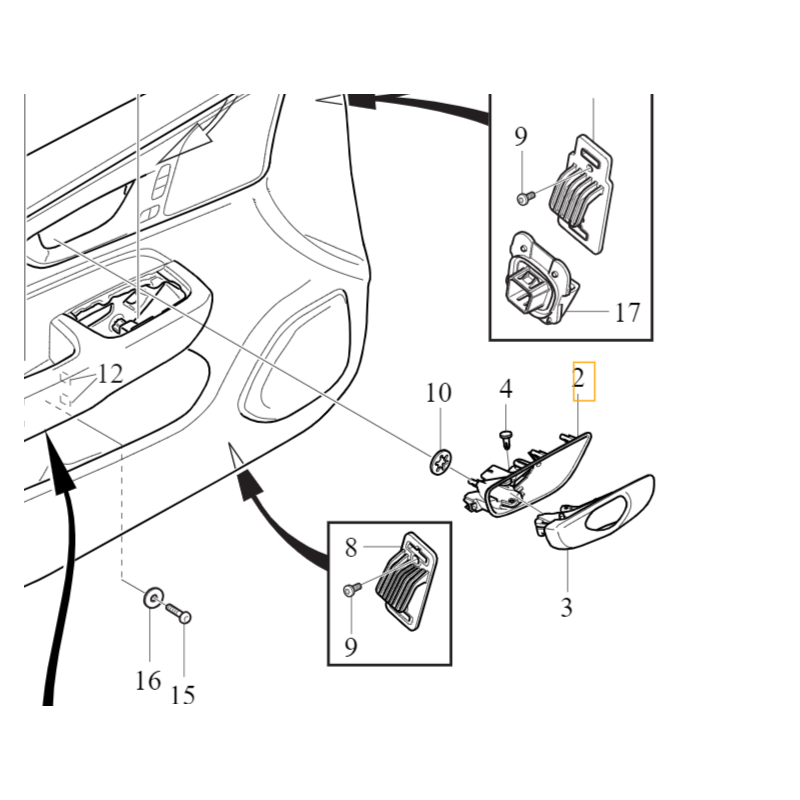 VOLVO S60 V60 II XC60 II lewa klamka wewnętrzna przednia tylna czarna OE