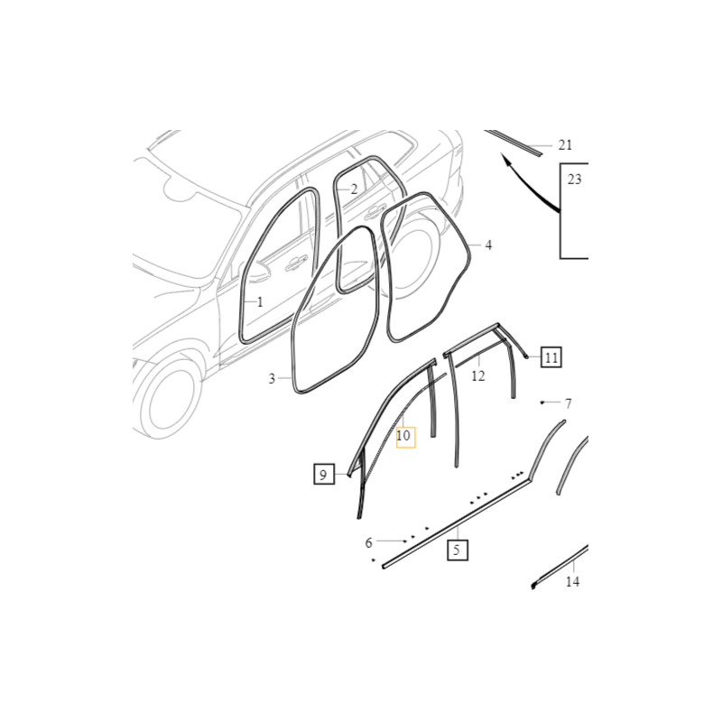 VOLVO XC60 II górna listwa ozdobna drzwi lewy przód czarny OE 32237244