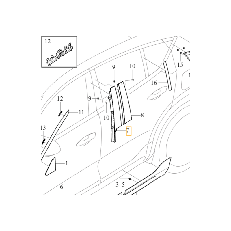 VOLVO C40 listwa ozdobna słupka B drzwi lewy przód czarny OE 32262942