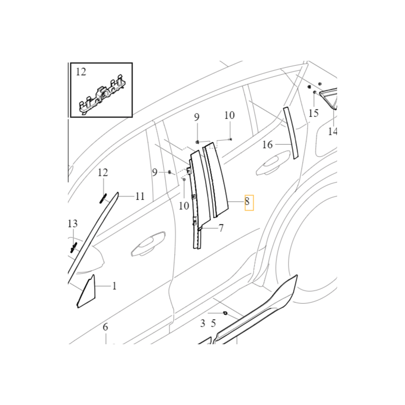 VOLVO C40 listwa ozdobna słupka B drzwi prawy tył czarny OE 32351985