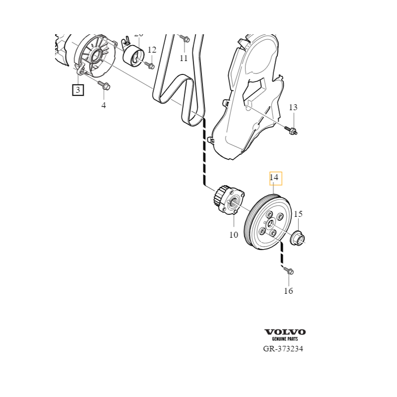 VOLVO S60 V60 S80 V70 XC60 XC70 koło pasowe wału 2.0D, 2.4D OE 31258122