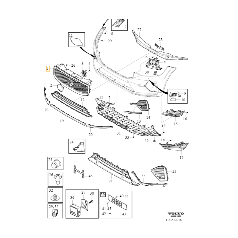 VOLVO XC60 II oryginalny grill atrapa chłodnicy BLACK EDITION OE 32409588