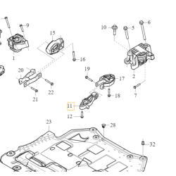 VOLVO XC40 wspornik mocowanie lewa dolna poduszka skrzynia OE 32138290