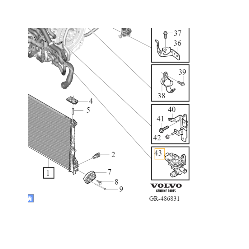 VOLVO S60 V60 S90 V90 XC40 XC60 XC90 II HYB zawór układu chlodz OE 32249863