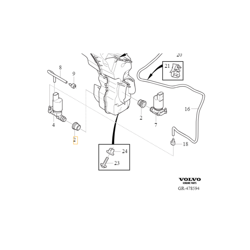 VOLVO S60 V60 V60CC XC60 II uszczelka pompki spryskiwaczy OE 31662462