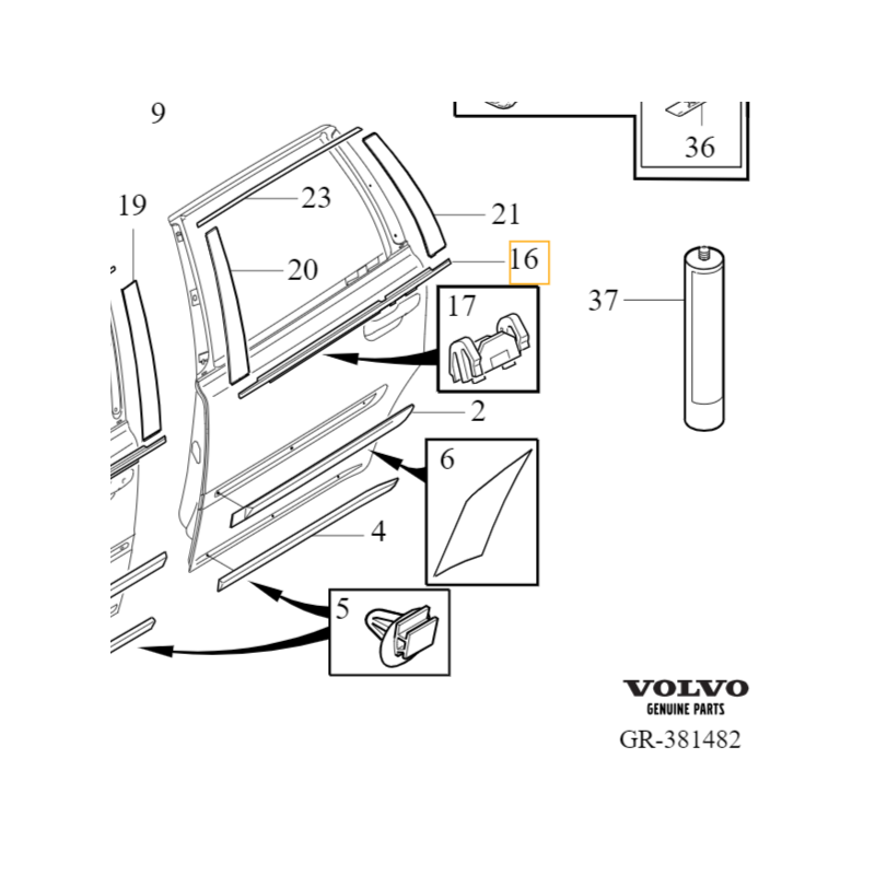 VOLVO XC90 listwa zgarniajaca drzwi prawy tył chrom OE 30753853