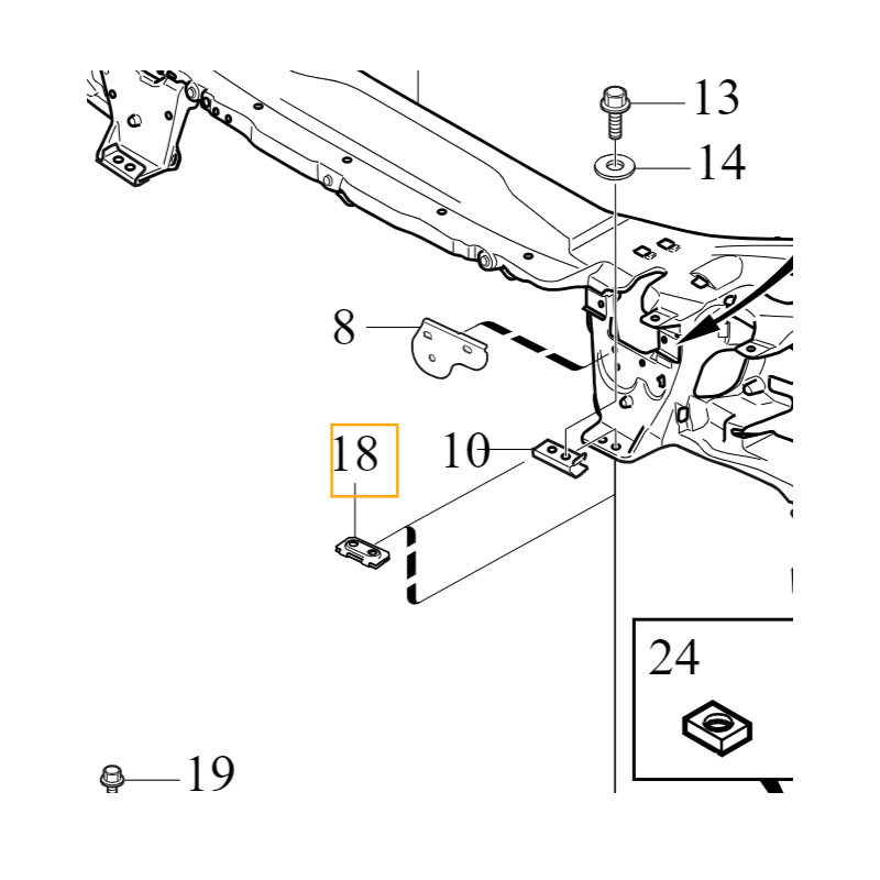 VOLVO S60 V60 XC60 mocowanie nakretka wzmocnienia czołowego OE 30762413