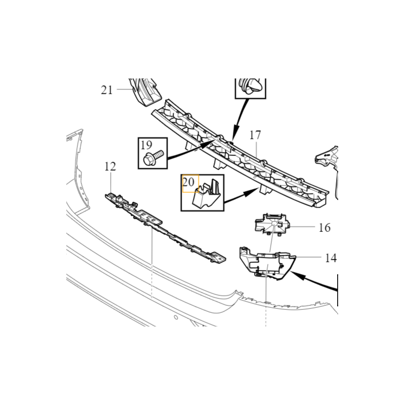 VOLVO S60 III wspornik mocowanie ślizgu zderzaka tył OE 31663882
