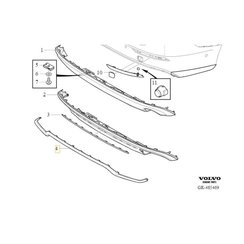 VOLVO S60 III V60 II spoiler listwa zderzaka tył R-Design OE 40005291