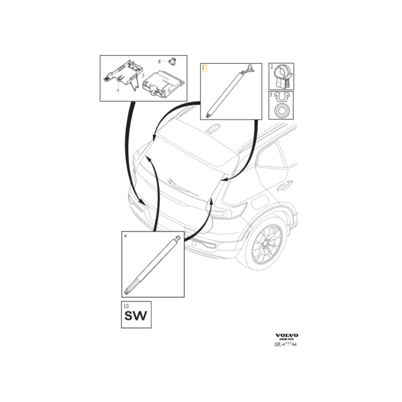 VOLVO EX40 XC40 lewy siłownik elektryczny klapy bagażnika OE 32384408