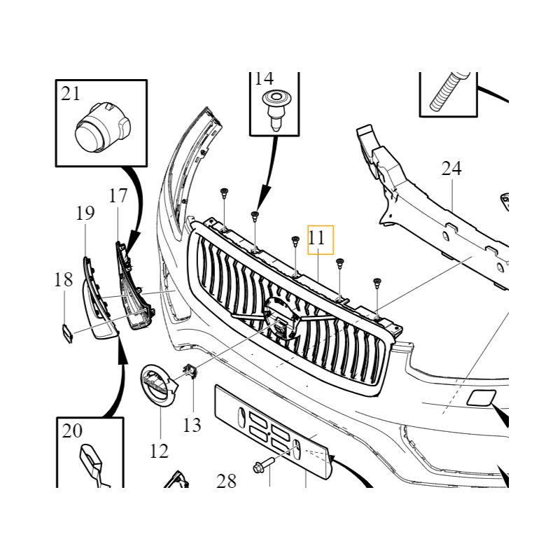 VOLVO XC90 II oryginalny grill atrapa zderzak przód R-Design OE 32368156
