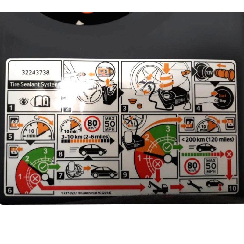 VOLVO oryginalny kompresor koła zestaw naprawczy OE 32340719