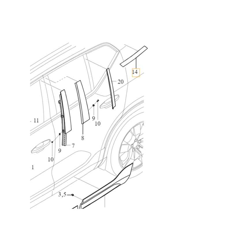 VOLVO EX40 XC40 prawa listwa ozdobna błotnika tył RECHARGE OE 40007655