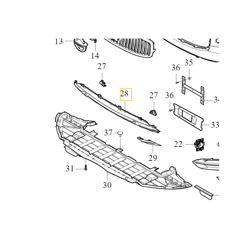 VOLVO S90 S90L V90 dolna środkowa atrapa kratka zderzaka OE 32227521