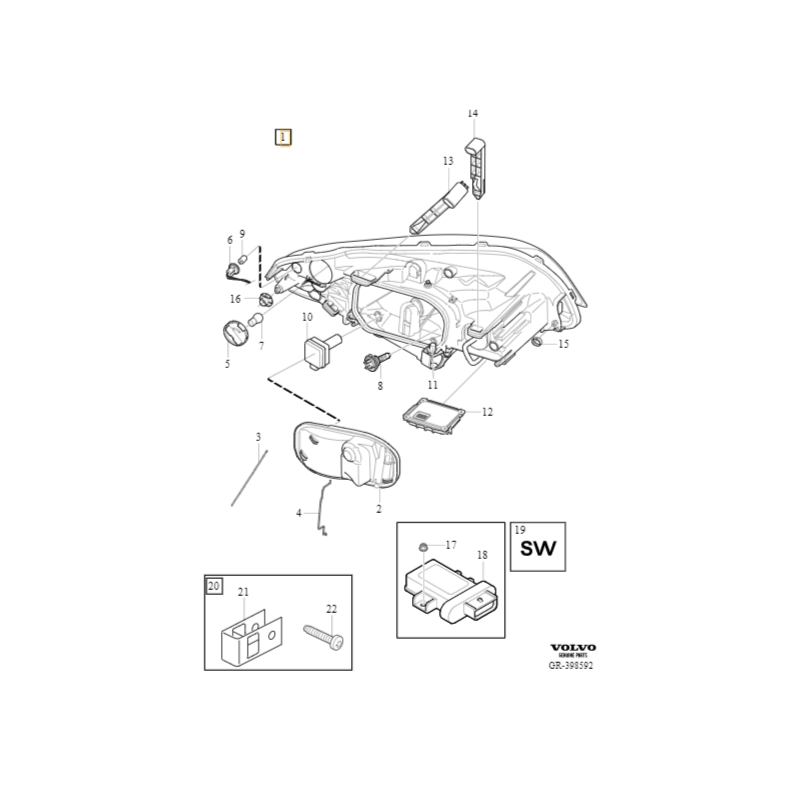 VOLVO XC60 I lampa lewy przód reflektor BI-XENON skrętny OE 31420679