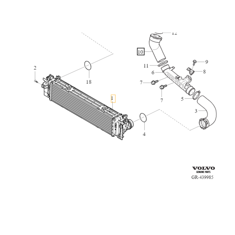 VOLVO EX40 XC40 chlodnica powietrza dolot intercooler OE 31439780 32249933