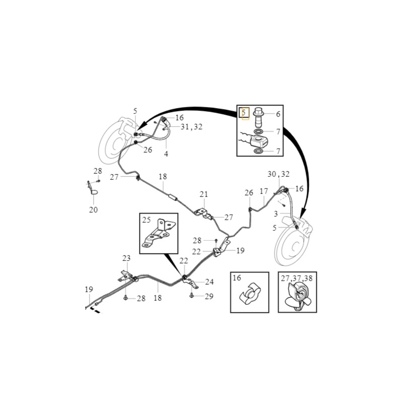 VOLVO XC40 śruba banjo podkładki przewodu hamulcowego tył OE 32221017