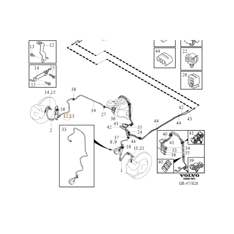 VOLVO C40 XC40 wspornik wewnetrzn przewód hamulcowy prawy przód OE 32221211