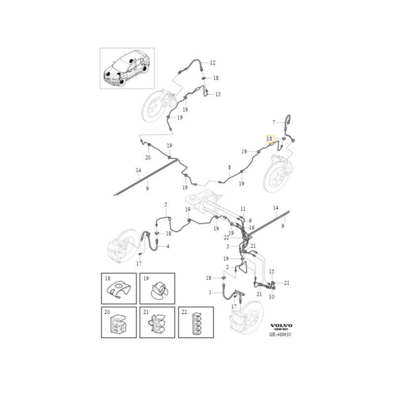 VOLVO EX30 C40 XC40 wspornik uchwyt przewodu hamulcowego OE 30622895