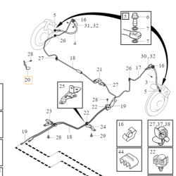 VOLVO XC40 wspornik przewód hamulcowy prawy tył OE 32221214