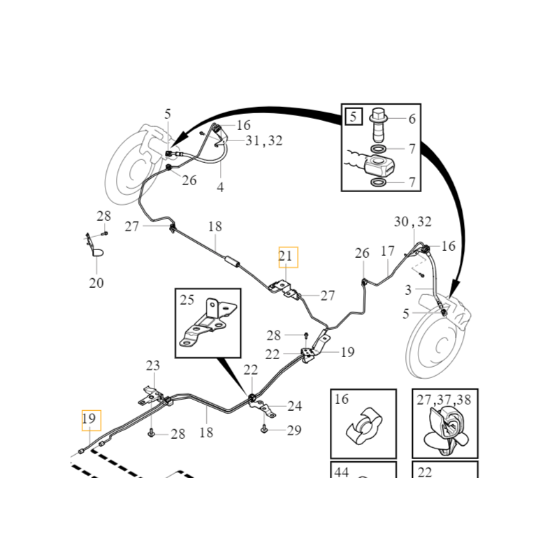 VOLVO XC40 wspornik przewód hamulcowy środkowy tył OE 32221217