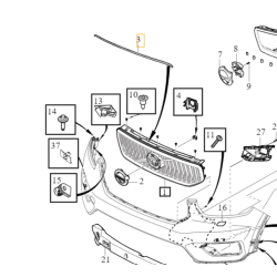 VOLVO EX40 XC40 uszczelka krawędzi maski grill zderzak przód OE 31457352