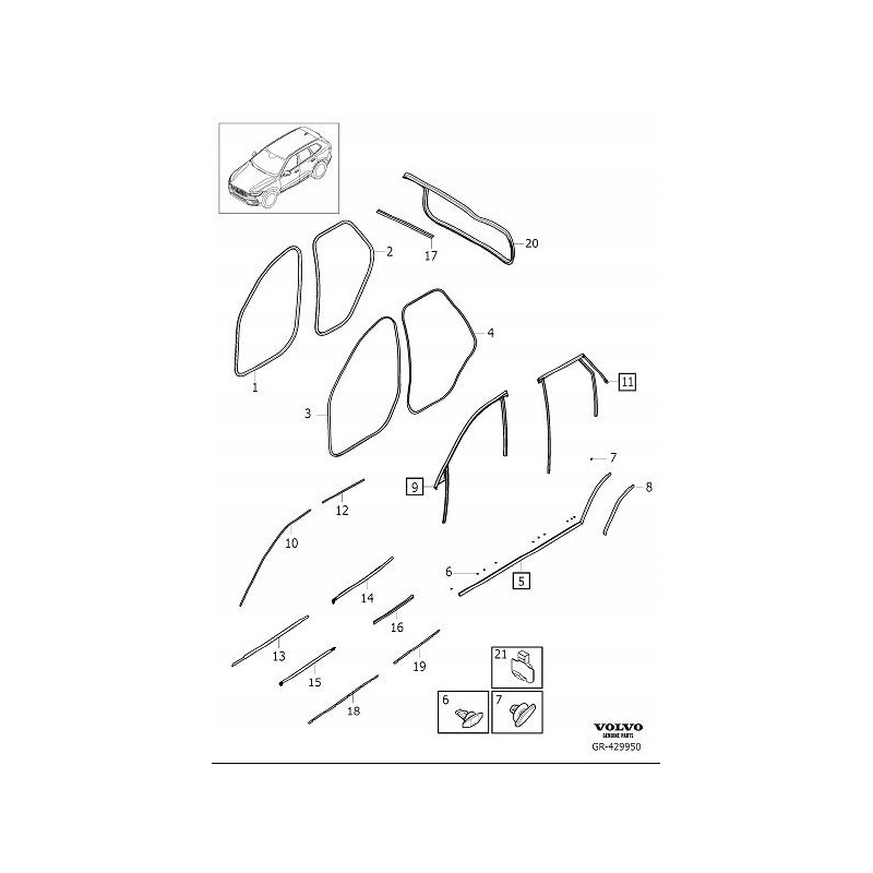 VOLVO XC60 II uszczelka drzwi tylna lewa prawa OE 32245064 31108802