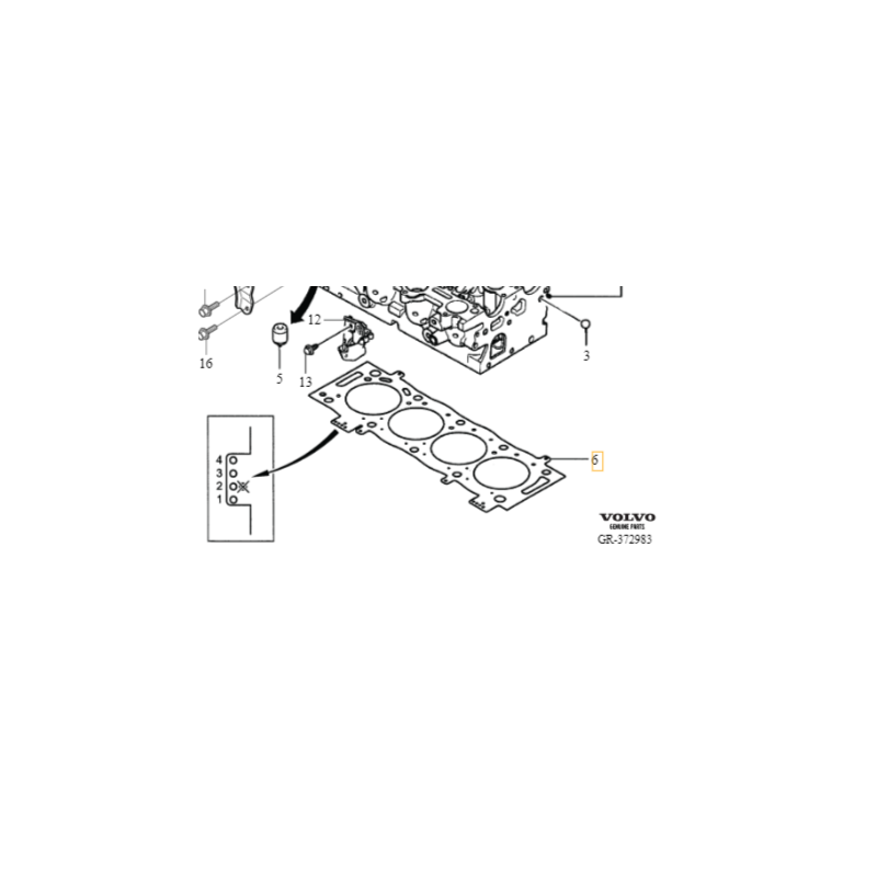 VOLVO C30 S40 V50 S80 V70 oryginalna uszczelka glowicy 2.0D 1.35mm OE