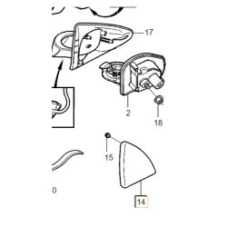 VOLVO S60 V70 wewnetrzny prawy trojkat lusterka OE 9151936