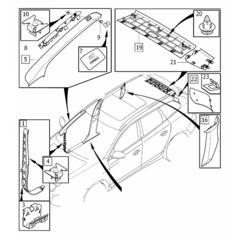 VOLVO C30 spinka klips poszycia tapicerki slupka