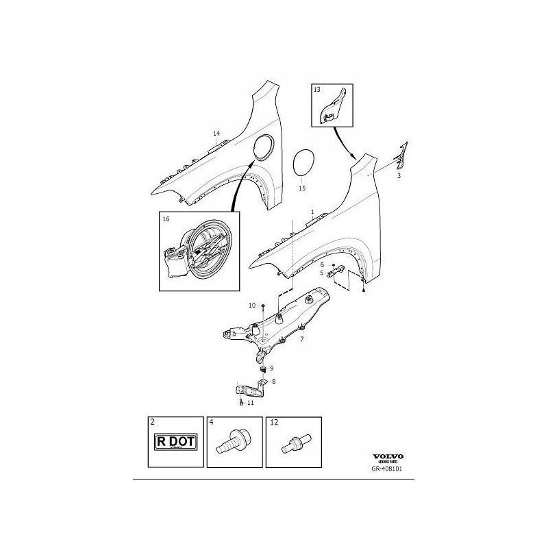 VOLVO XC60 XC90 II podkladka regulacyjna blotnika