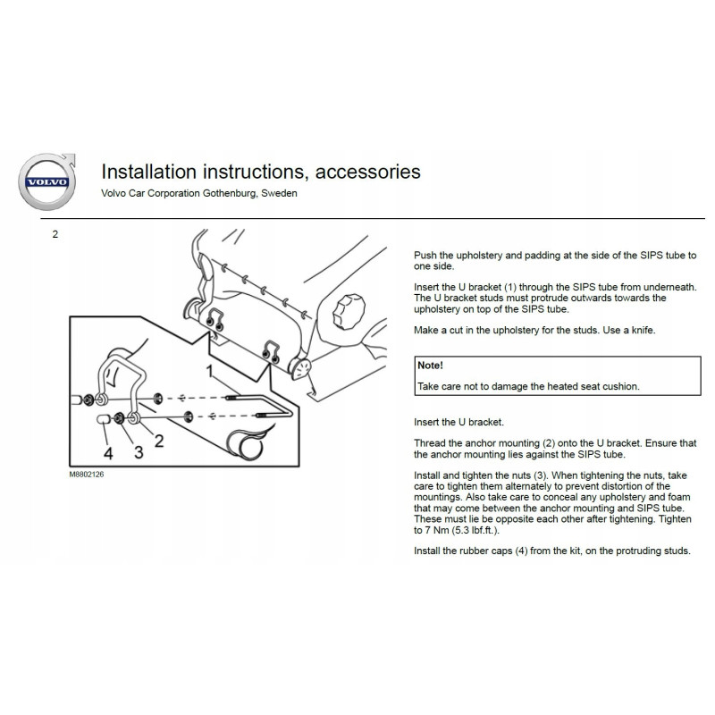 VOLVO S60 S80 XC90 uchwyt isofix fotelik przod OE