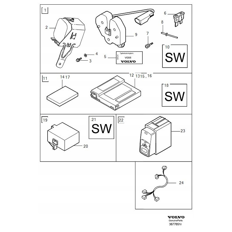 VOLVO XC90 syrena alarmu zestaw komplet 9162367 OE