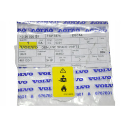VOLVO XC40 XC60 naklejka informacyjna maska OE 31416875
