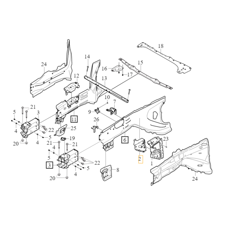 VOLVO S90 V90 II wspornik lewej podluznicy 31440212