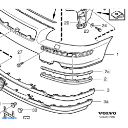 VOLVO S60 listwa zderzaka przednia prawa chrom 8693646