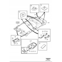 VOLVO XC90 V90 II prawe mocowanie siatki w podsufitce OE 31463751 31672283