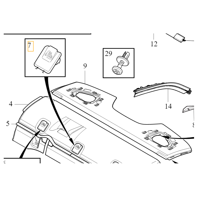 VOLVO S90 II mocowanie tylnego srodkowego fotelika 31484478