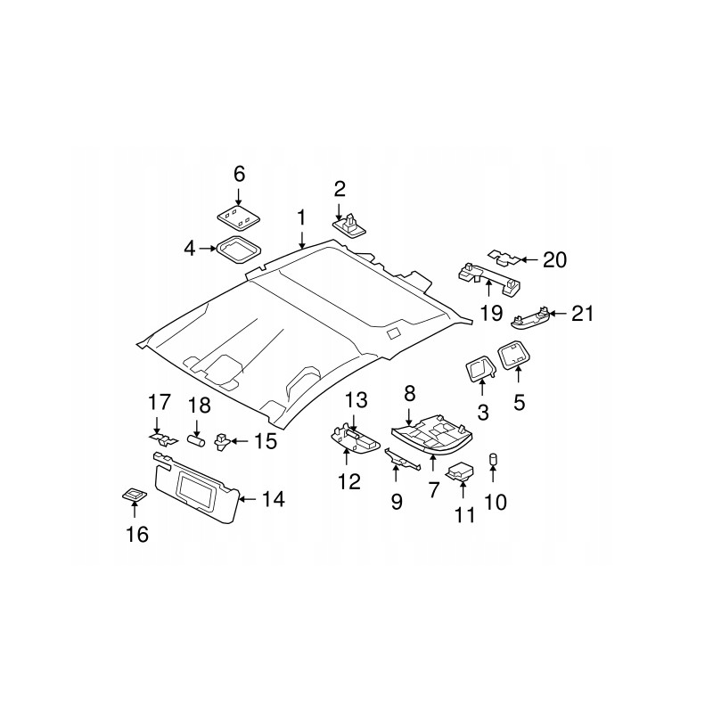 VOLVO C30 srodkowa zaslepka podsufitki OE 39810132
