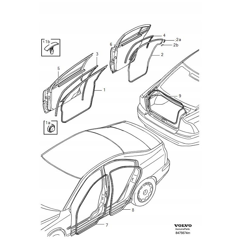 VOLVO S60 V70 uszczelka przednich lewych drzwi OE 30634690