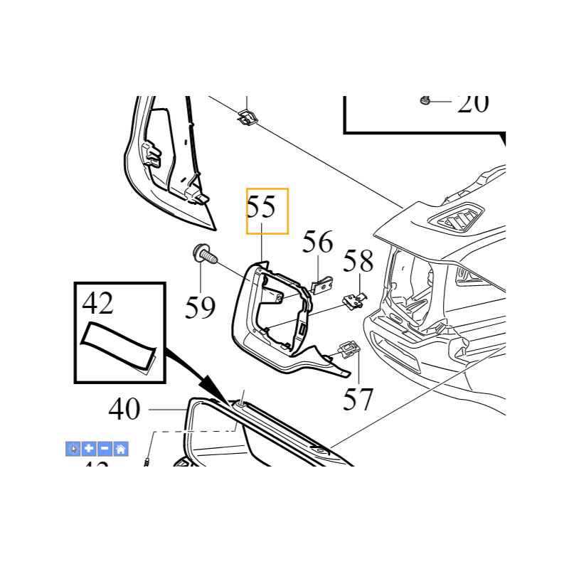 VOLVO S60 V60 II lewa ramka...