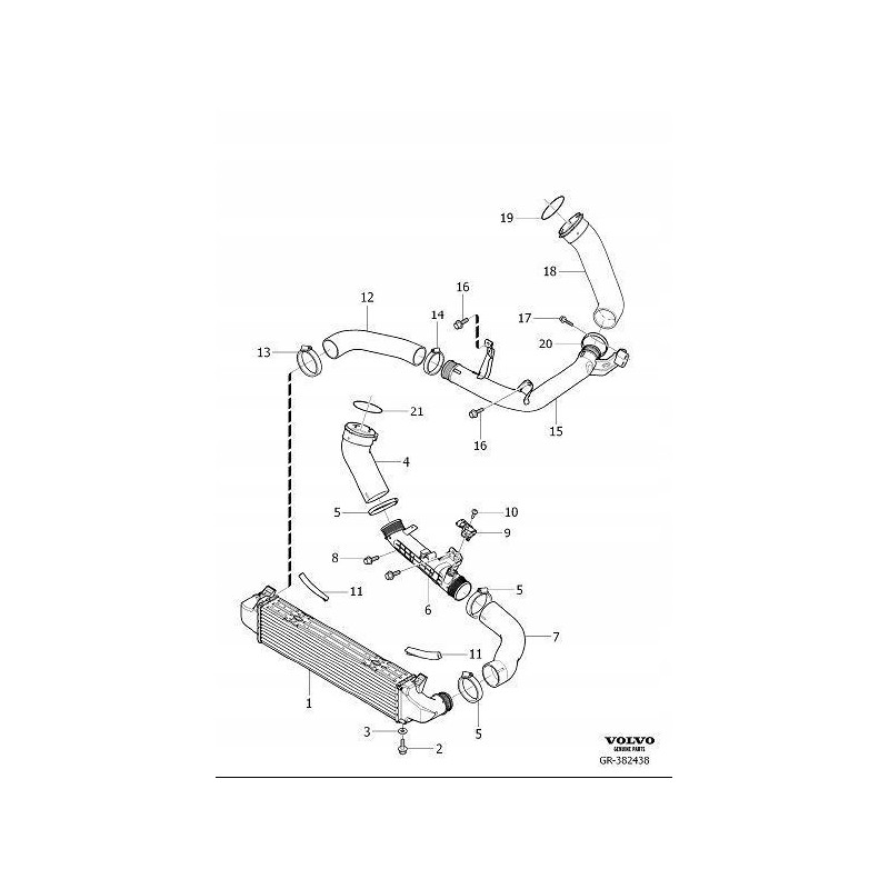 VOLVO S60 V60 XC60 prawa rura intercoolera 2,0D OE 32222268