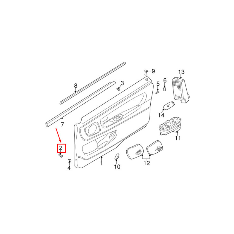 VOLVO S70 C70 S80 gumka tuleja boczka tapicerki drzwi OE