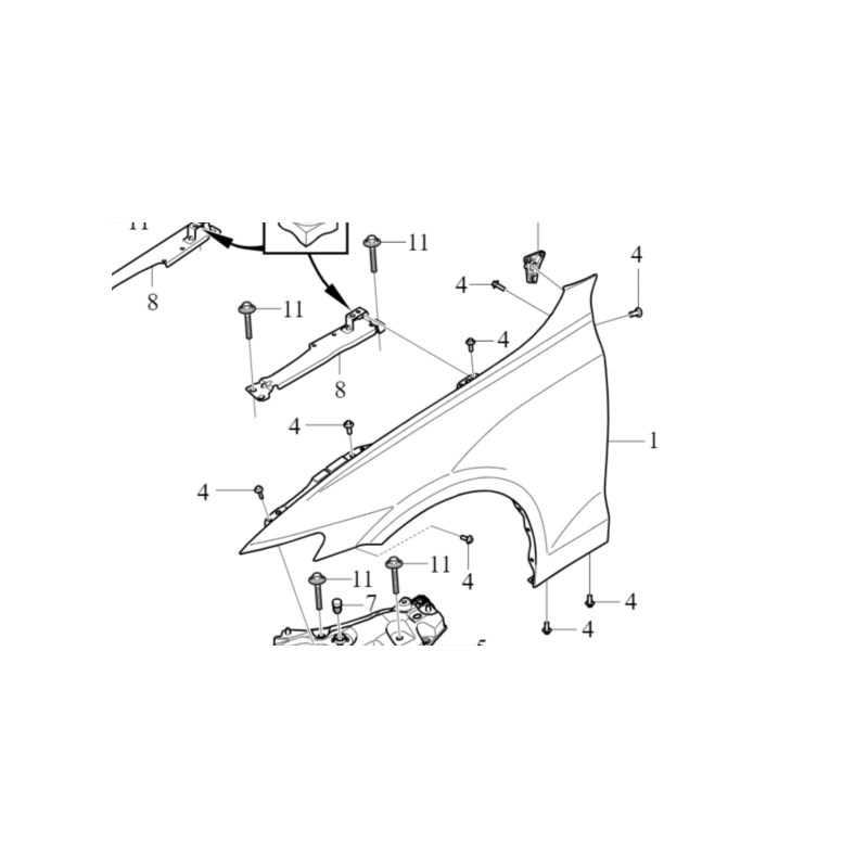 VOLVO V60CC II blotnik przedni lewy przod OE
