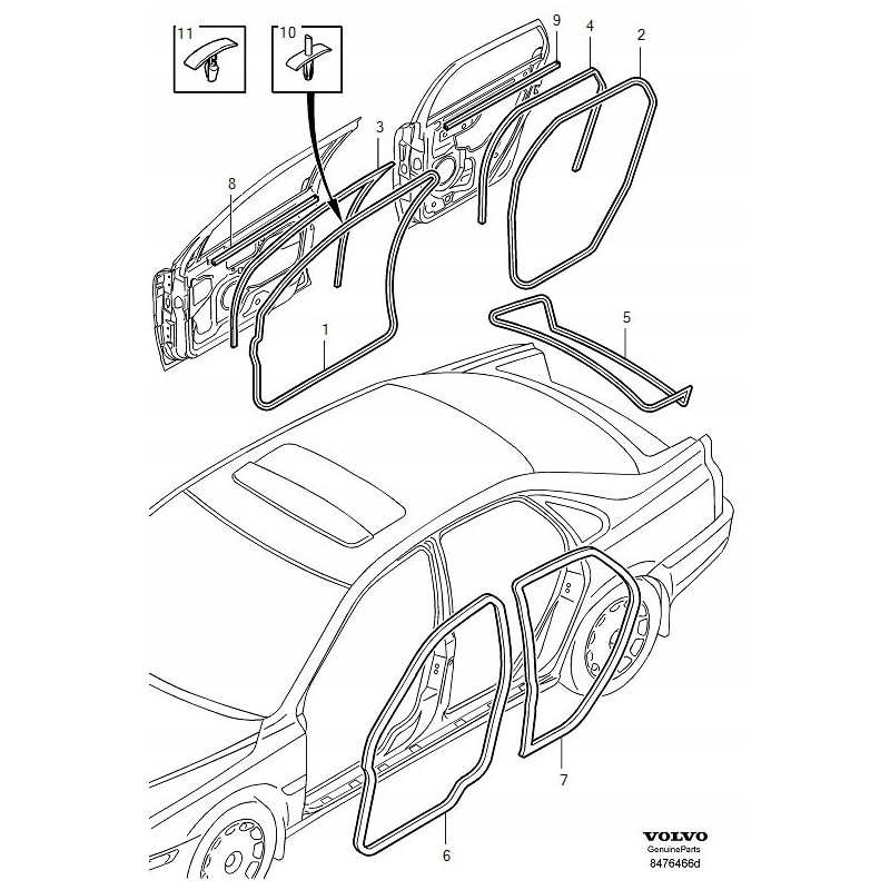 VOLVO S80 uszczelka drzwi przednie lewe OE 8663779